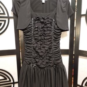 Short sleeved, never have to iron black dress